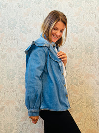Camicia Volant Blu Jeans