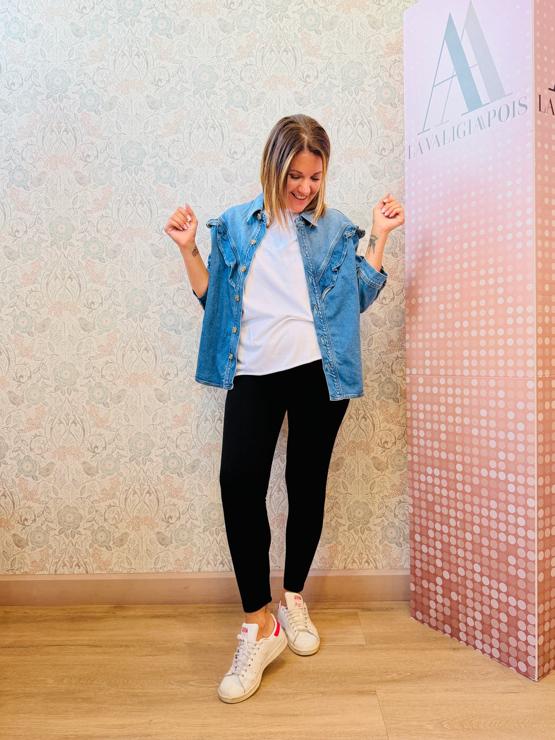 Camicia Volant Blu Jeans