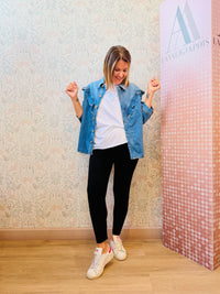 Camicia Volant Blu Jeans