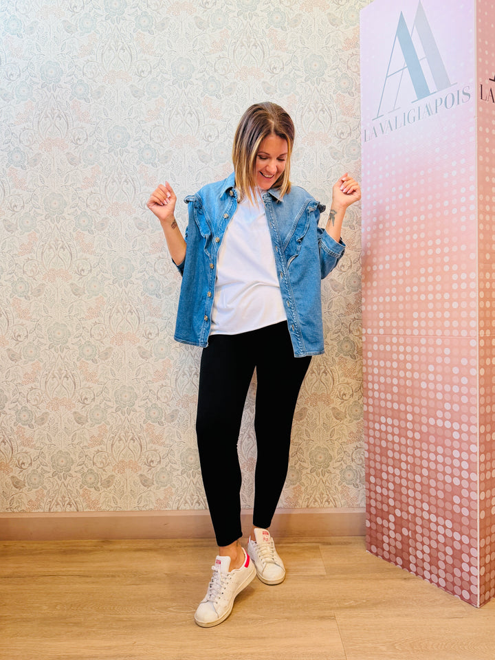 Camicia Volant Blu Jeans