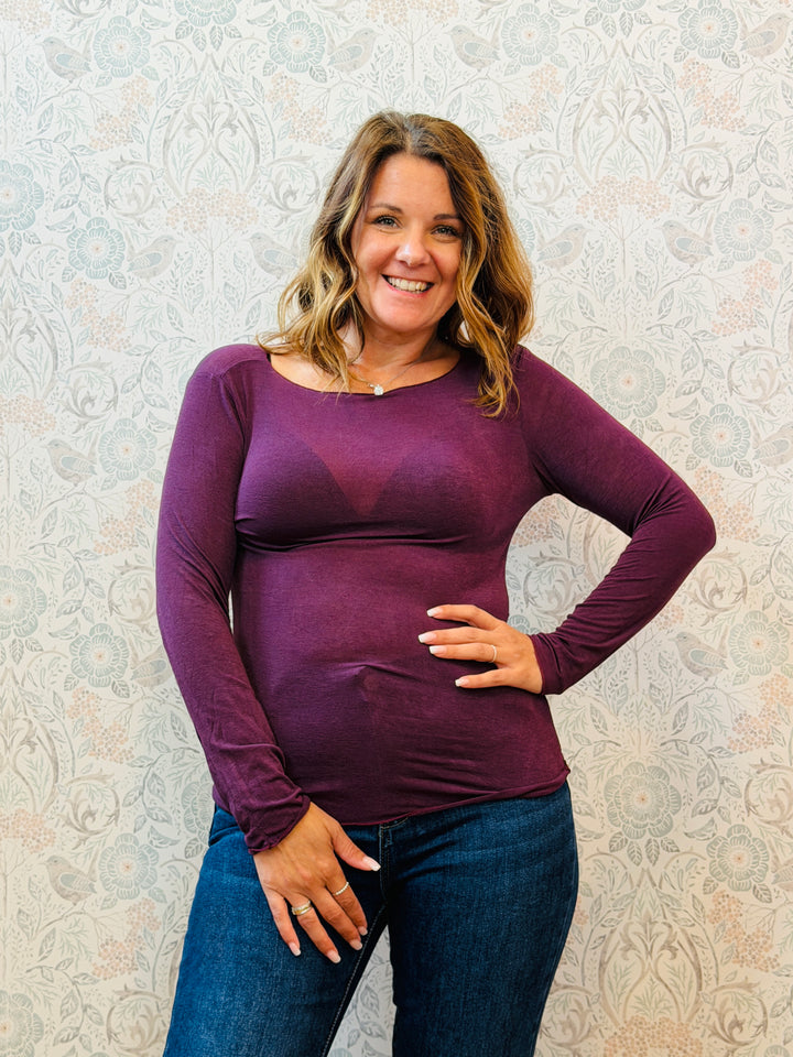 Maglia Bodycon Scollo Barchetta Cashmere-Micromodal