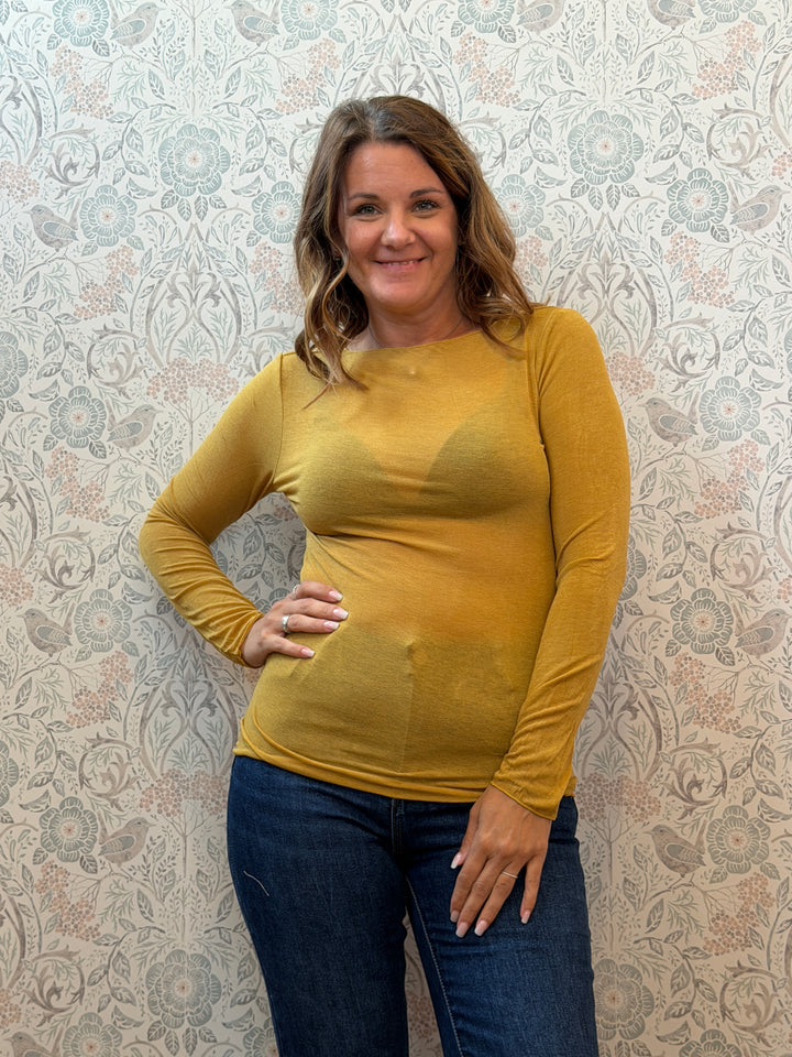 Maglia Bodycon Scollo Barchetta Cashmere-Micromodal