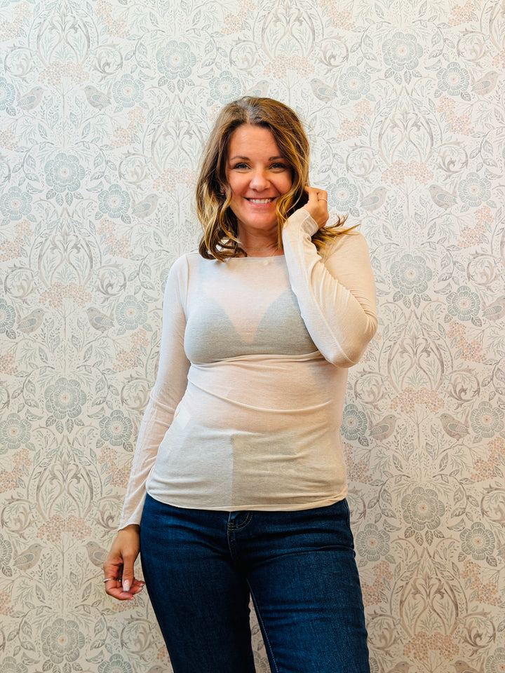 Maglia Bodycon Scollo Barchetta Cashmere-Micromodal