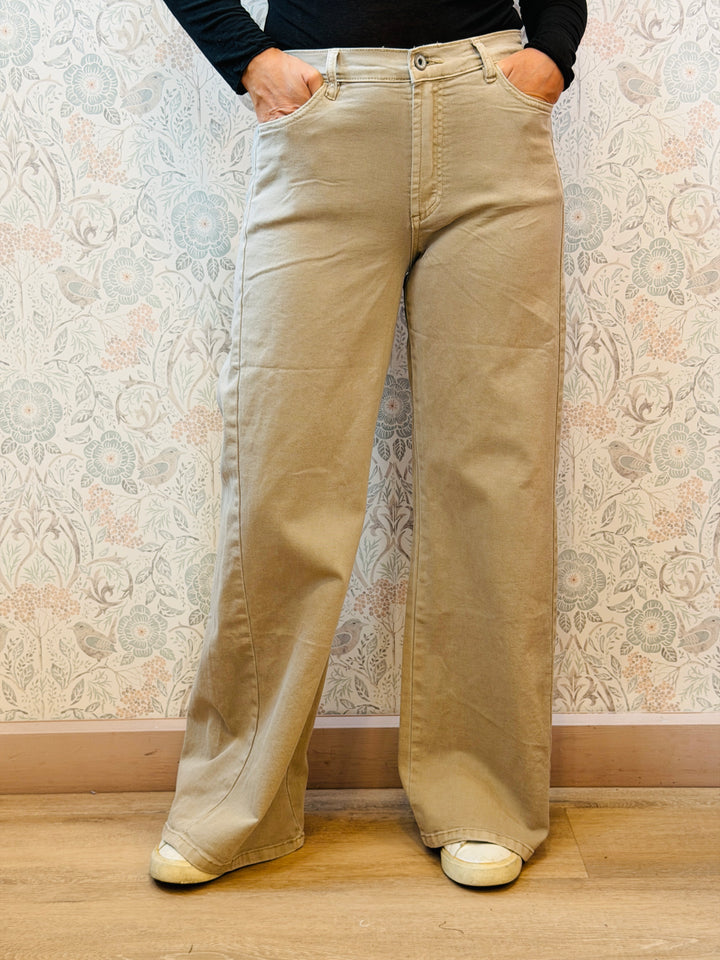 Jeans Wide Mikonos Beige