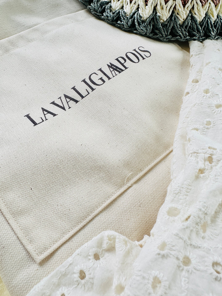 la valigia pois borsa canvas