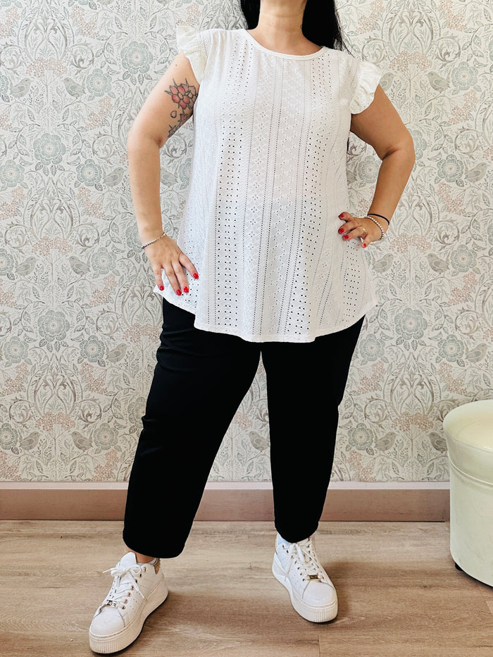 la valigia a pois Blusa Curvy Volant