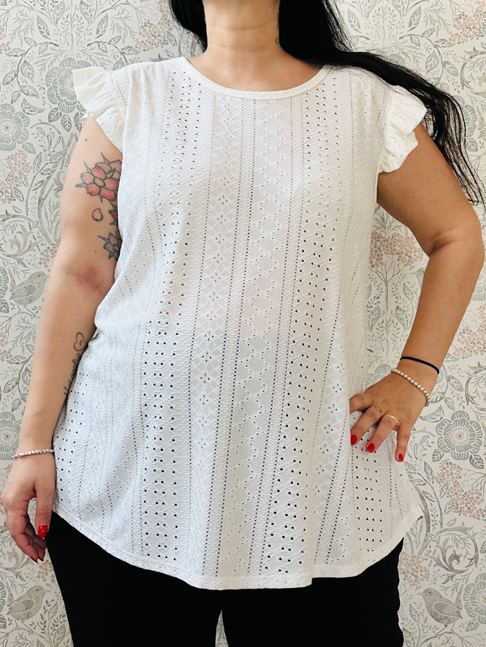 la valigia a pois Blusa Curvy Volant