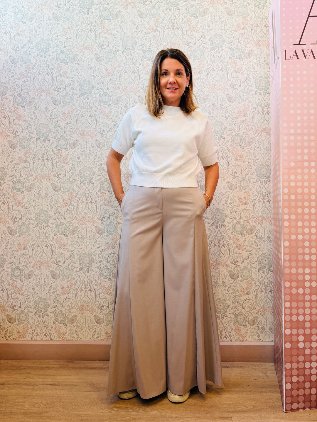 Pantalone Palazzo Ginevra Beige 
