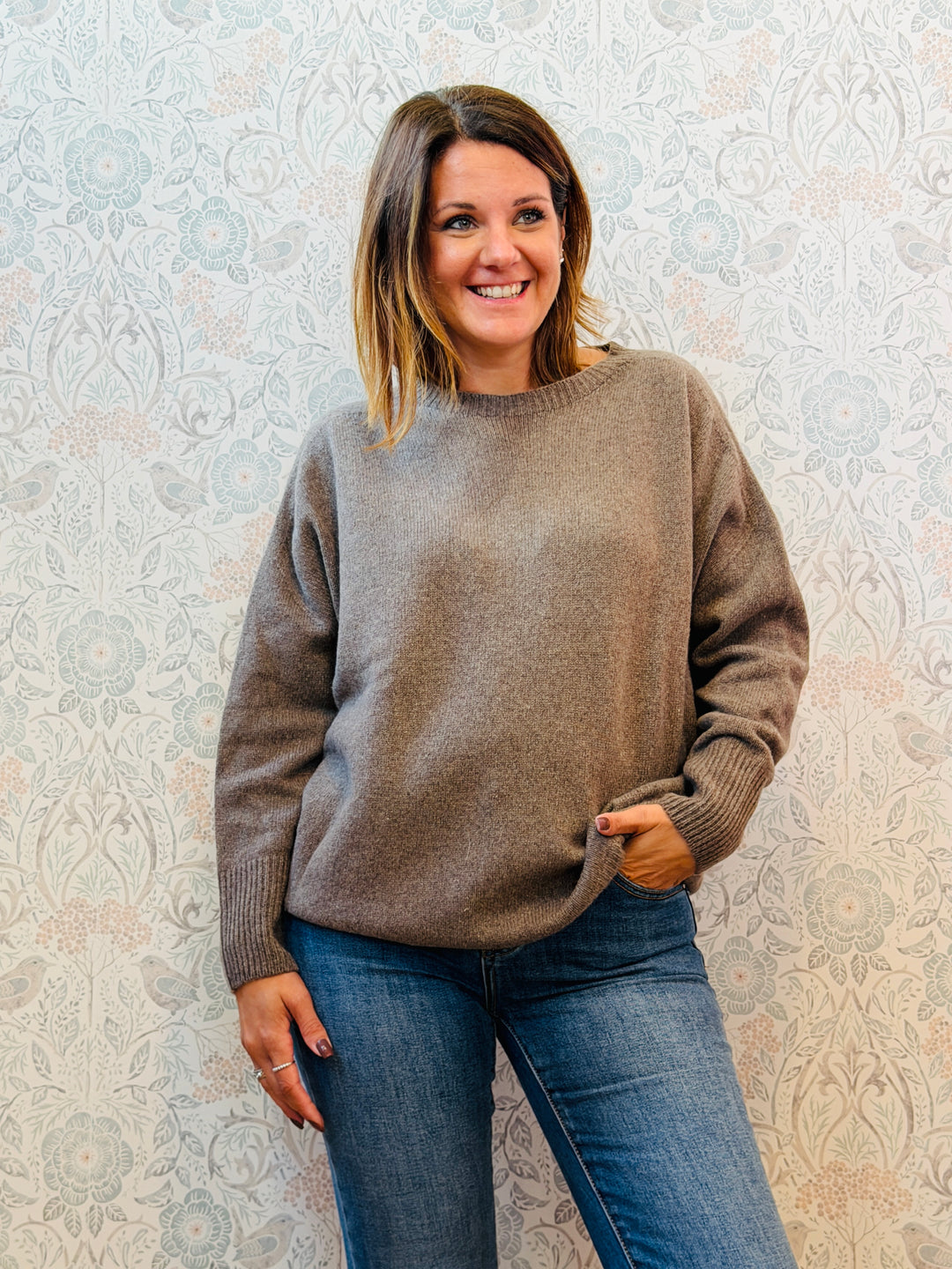 Maglione 100% Cashmere Manica Lunga