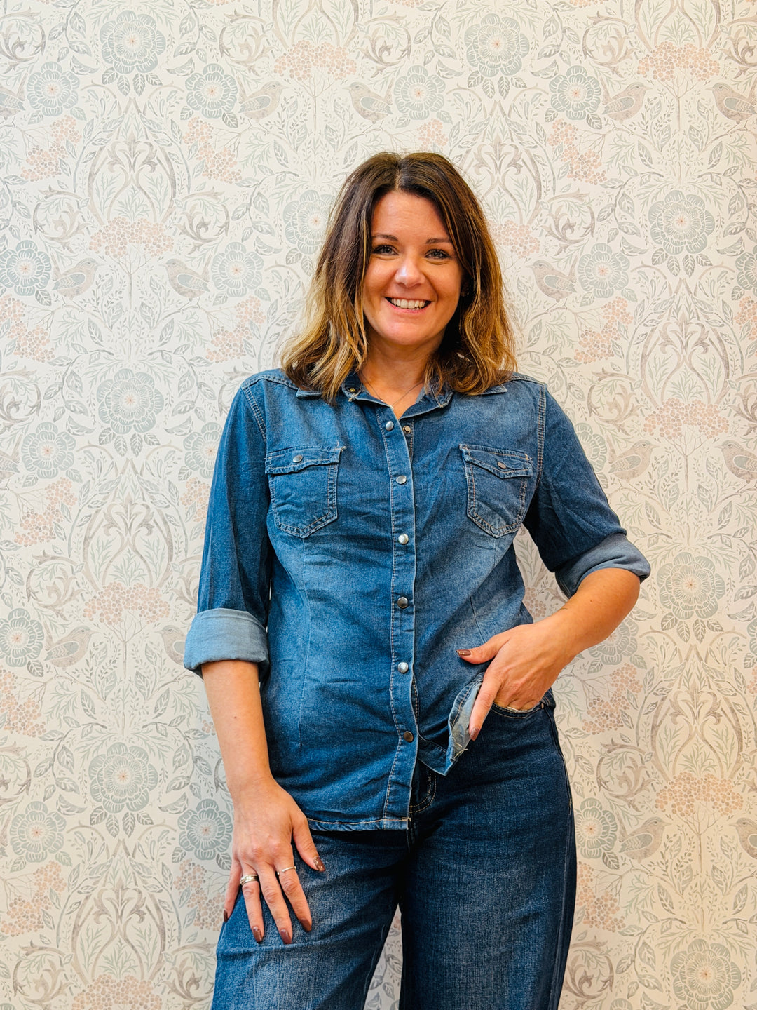camicia blu jeans