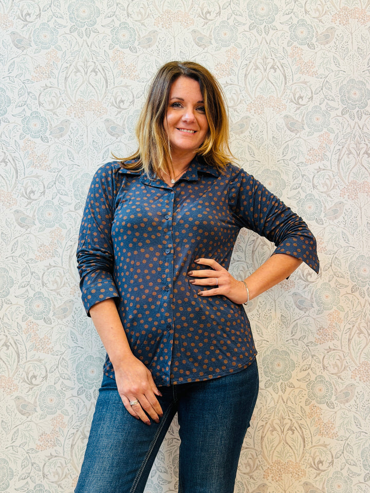 Maglia Bodycon Camicia Pois