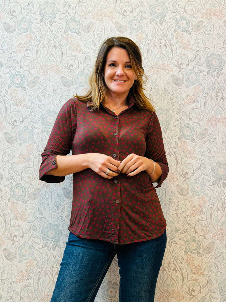 Maglia Bodycon Camicia Pois