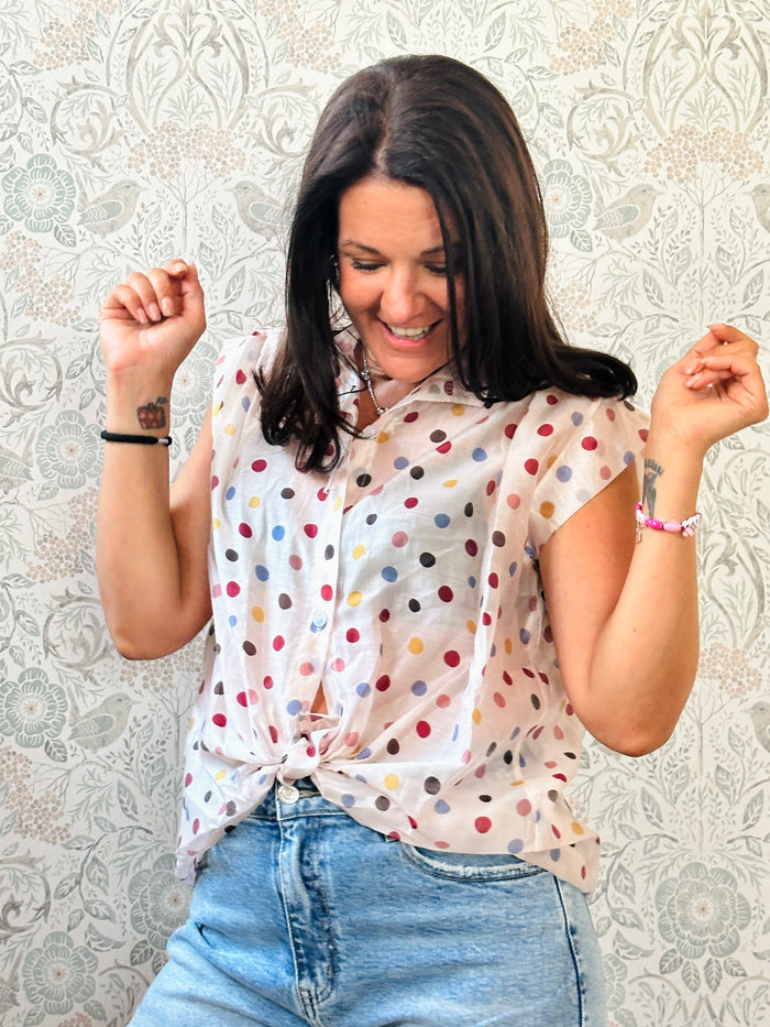 Camicia Nodo Iris Pois