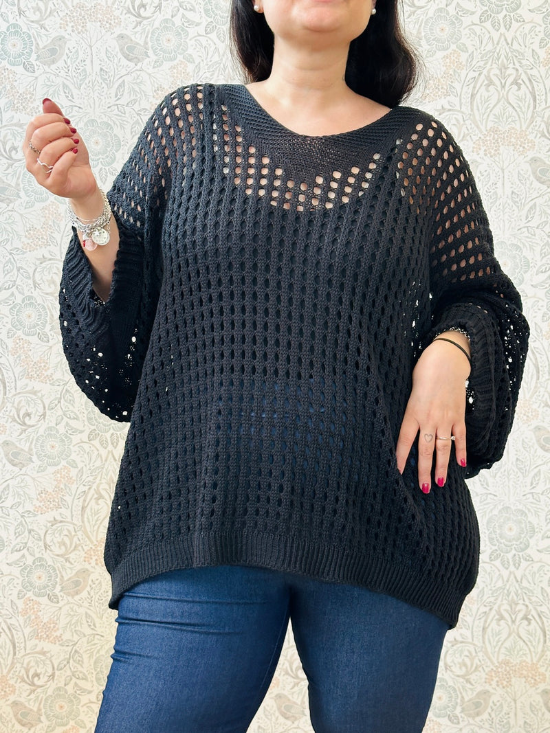 Maglione Traforato Curvy - Abbigliamento Donna Made in Italy Must Have