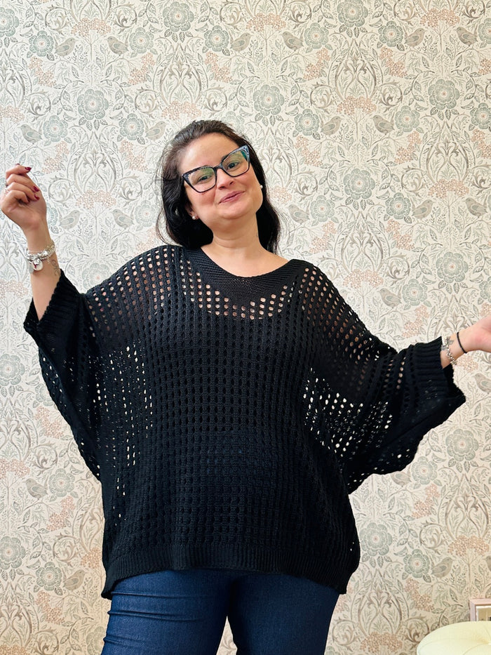 Maglione Traforato Curvy - Abbigliamento Moda Donna Made in Italy