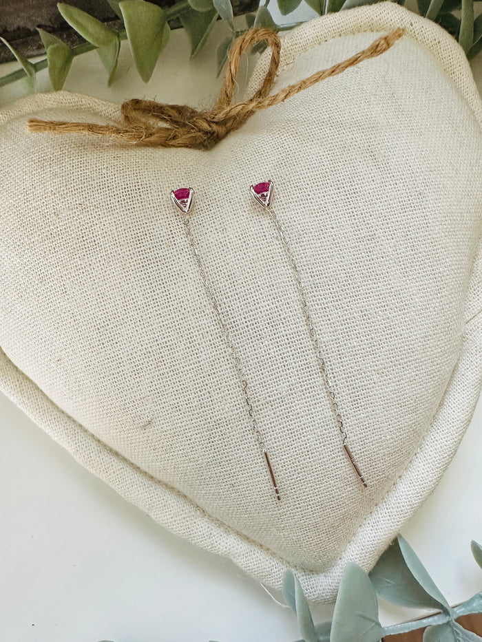 Orecchini Line Ciclamino - Zirconi Fucsia e Argento 925
