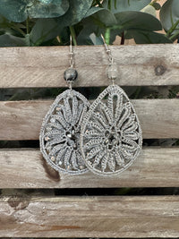 Orecchini Macramè Grigio Perla Chiaro - Accessori Moda Donna Made in Italy Artigianali