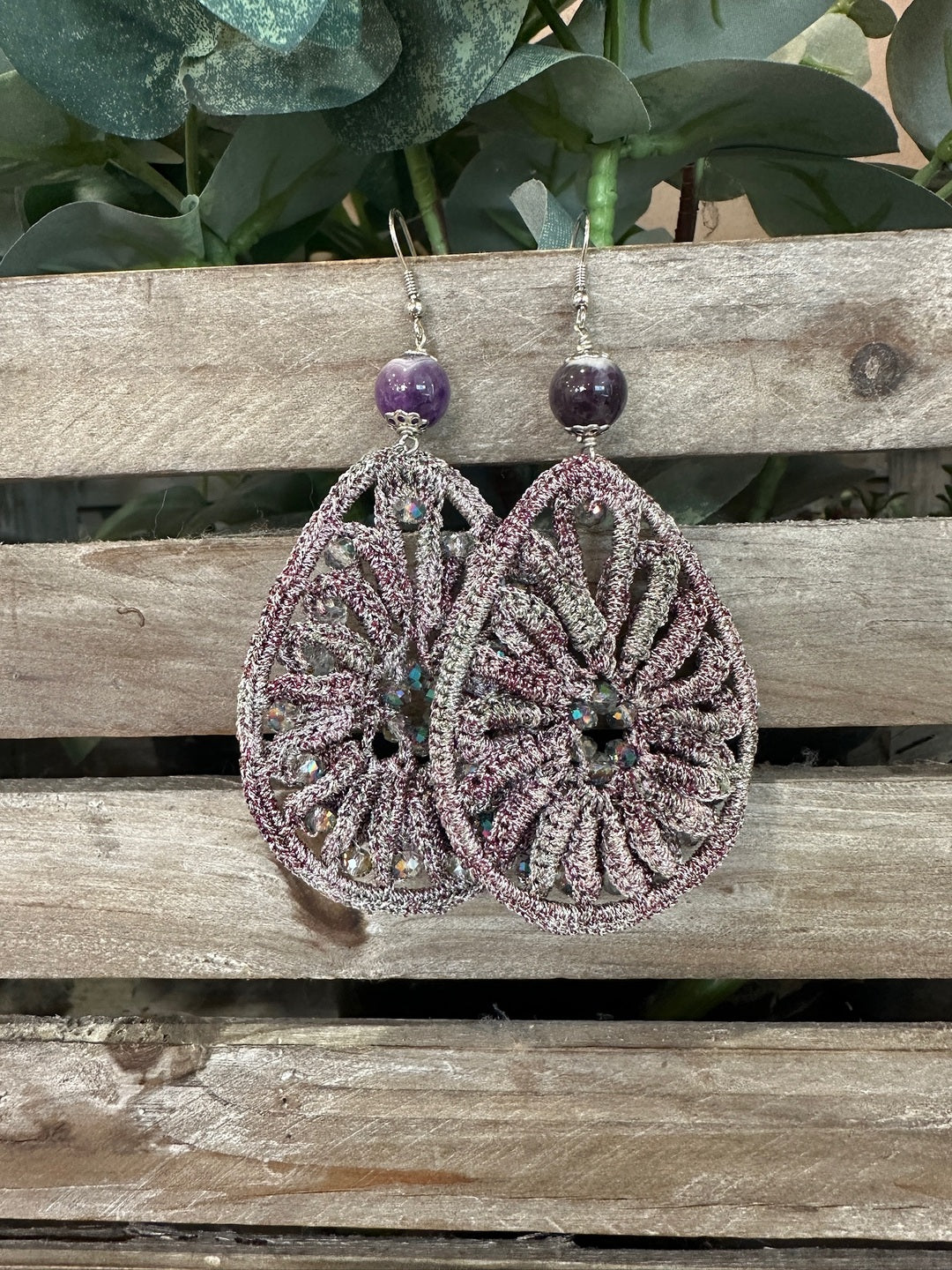 Orecchini Macramè Viola Lilla - Accessori Moda Donna Made in Italy Artigianali