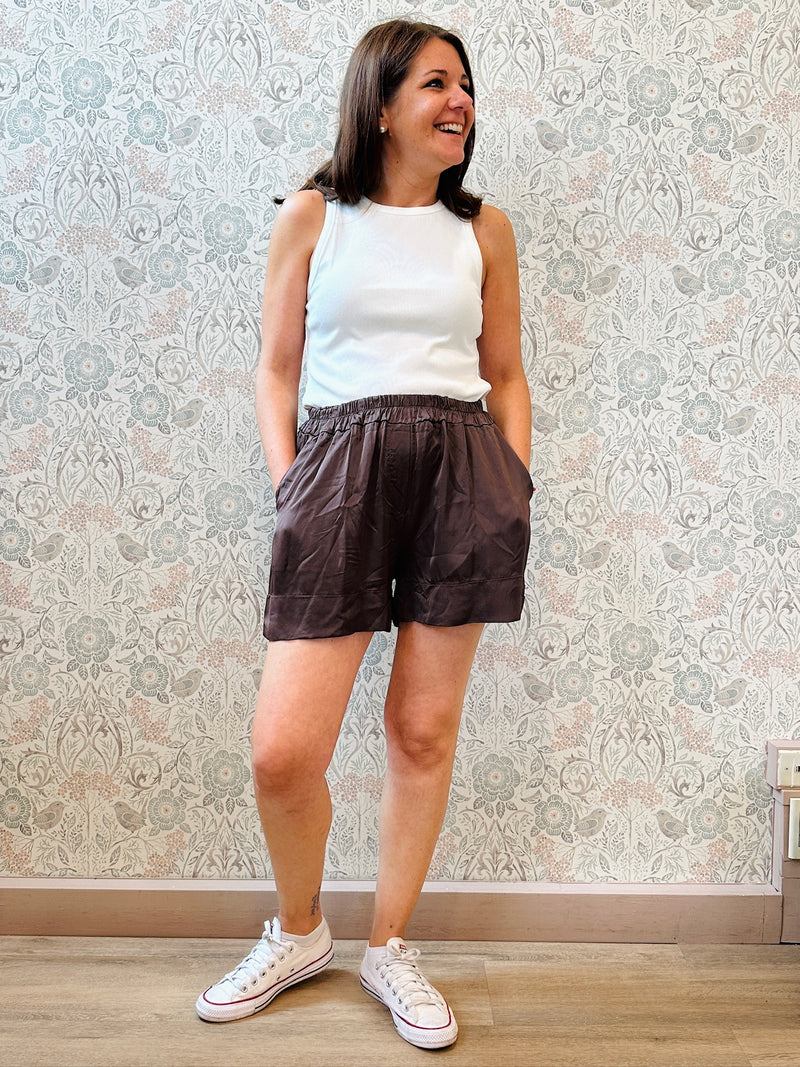 Pantaloncini Donna Brown - Moda Estate 2025 Made in Italy 