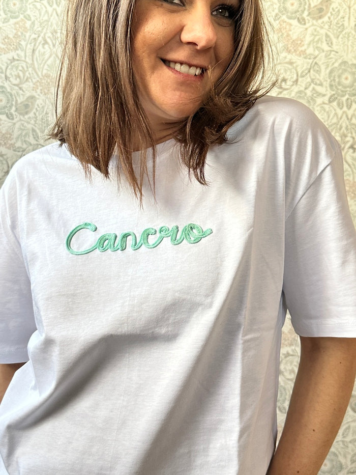T-shirt basic con segno zodiacale ricamato: cancro 