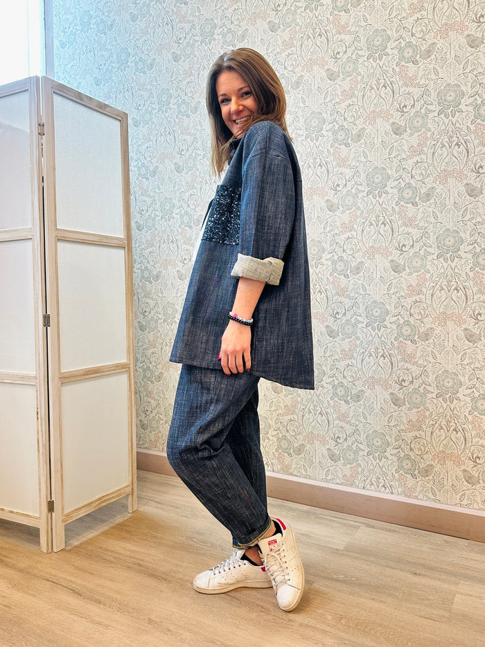 la valigia a pois Completo Denim